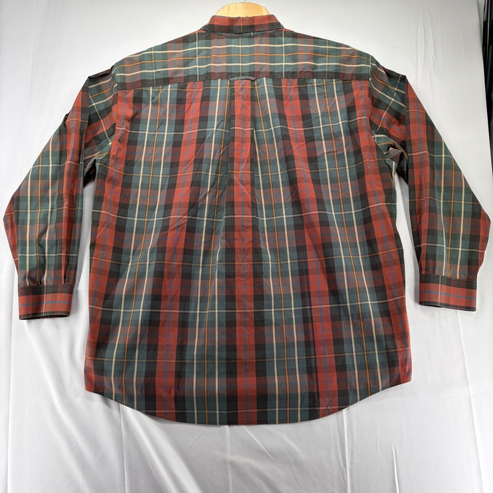 Orvis Mens XXL Plaid Button Down Shirt Red Green Cotton Long Sleeve Pocket - Picture 6 of 9